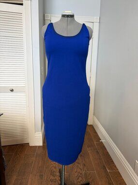 M.M.LaFleur L Elsa Dress Electric Blue Butter Ponte Midi Size L